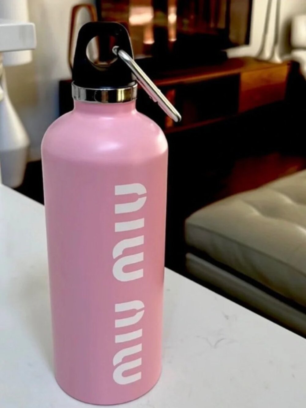 NIB Miu Miu Pink Stainless Steel Water Bottle - Picture 3 of 6